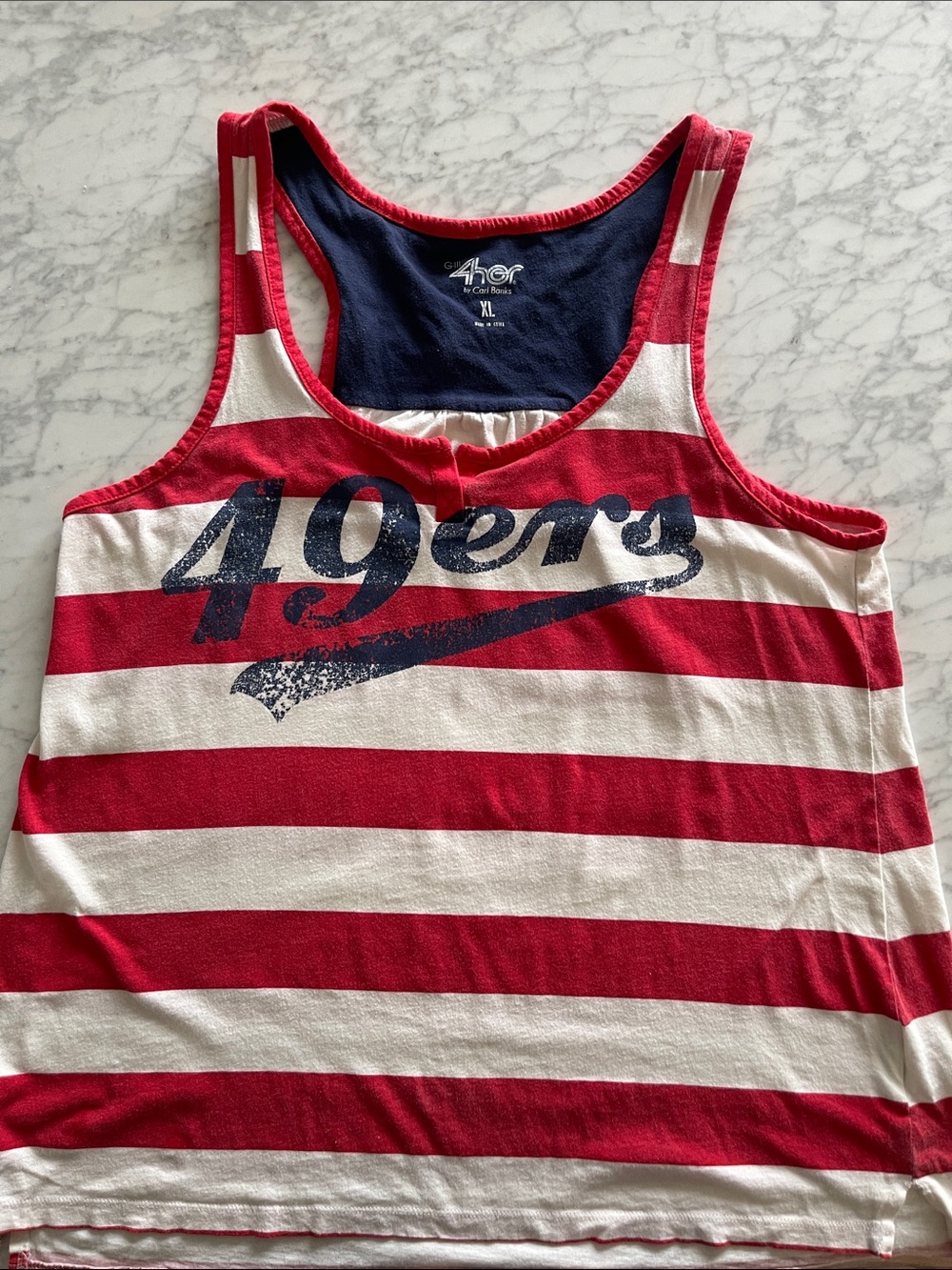 49ers Striped Tank Top with Navy Logo